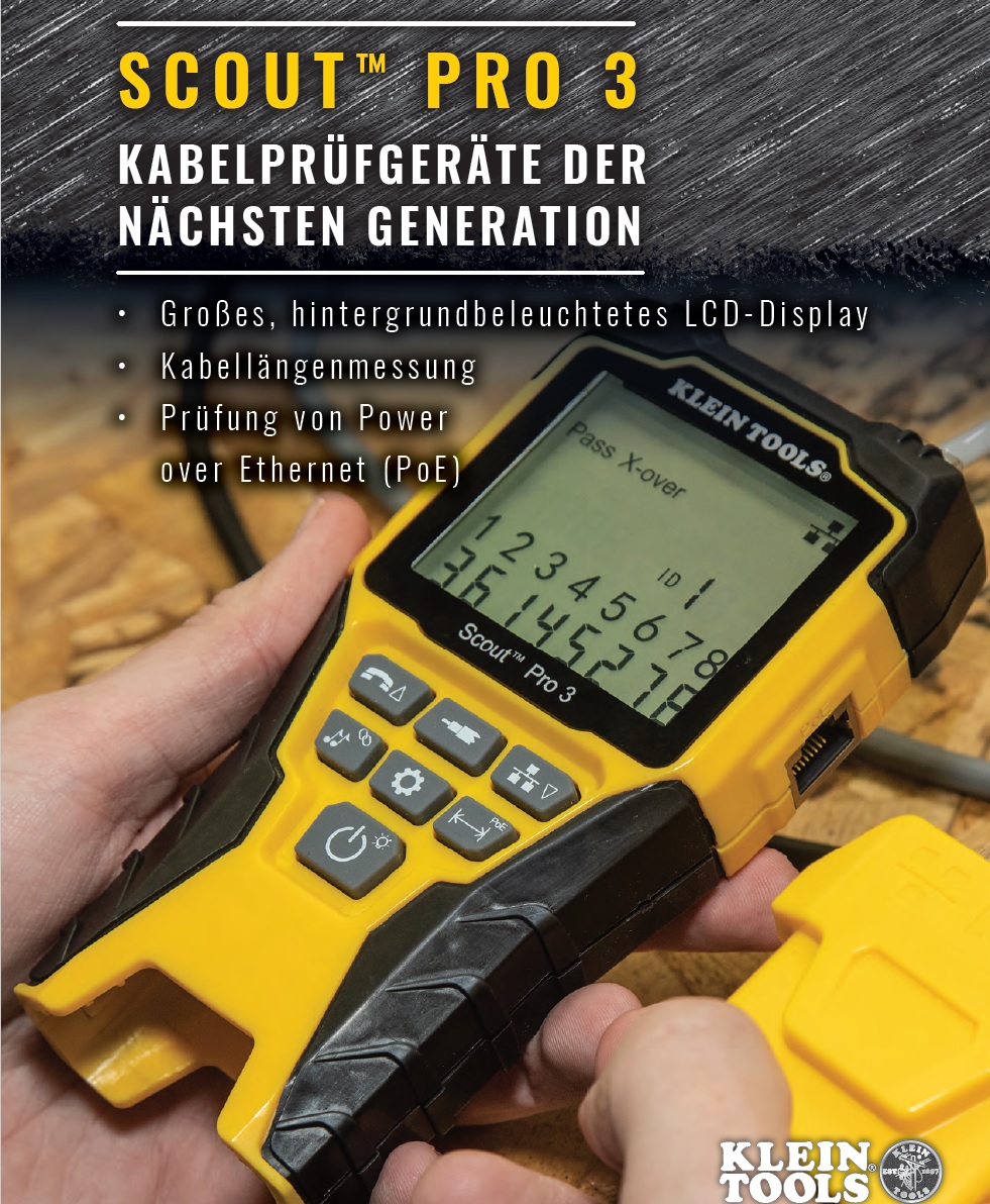 KLEIN TOOLS Scout Pro 3 Kabeltester mit PoE Testfunktion und Remote ID Kit